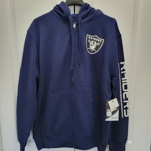Hands High Oakland Raider Sweater Hoodie Blue Full Zip Kangaroo Pocket XL NWT